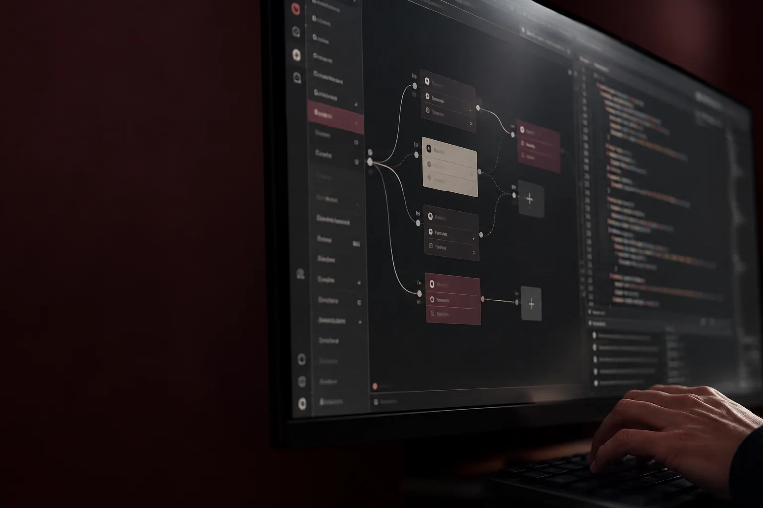 Illustrative Aufnahme: Softwareablauf und Code auf einem Bildschirm.